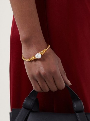 ACNE STUDIOS Amaly pearl-embellished bangle ~ gold-tone bangles - flipped