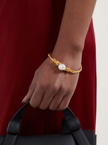 ACNE STUDIOS Amaly pearl-embellished bangle ~ gold-tone bangles