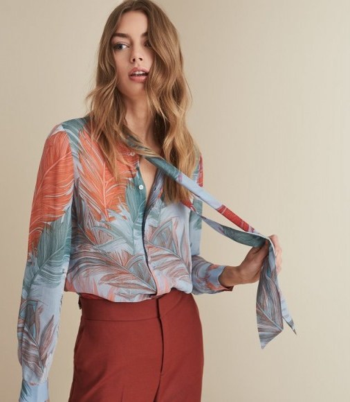 REISS ASTA FEATHER PRINTED BLOUSE ~ beautiful prints - flipped