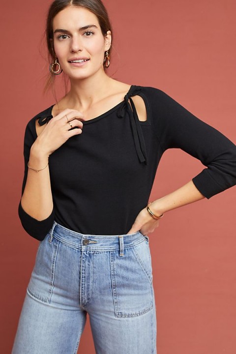 Anthropologie Siobhan Pullover Jumper in Black | chic knitwear