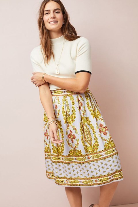 Maeve Echarpe Skirt in Lilac | pretty floral print skirts - flipped