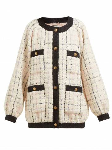 GUCCI Balloon-sleeve bouclé-tweed jacket in white ~ modern classic