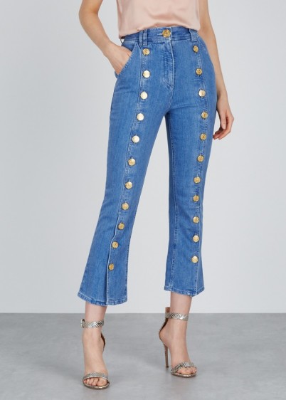 BALMAIN Blue buttoned cropped jeans | designer denim