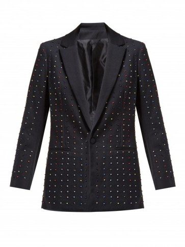 KOCHÉ Bead-embellished cotton-blend blazer in black ~ beaded jackets - flipped