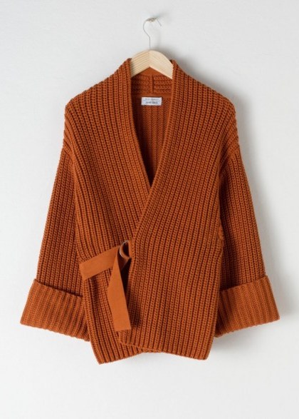 & other stories Belted Cardigan in Rust ~ orange-brown oversized cardi - flipped