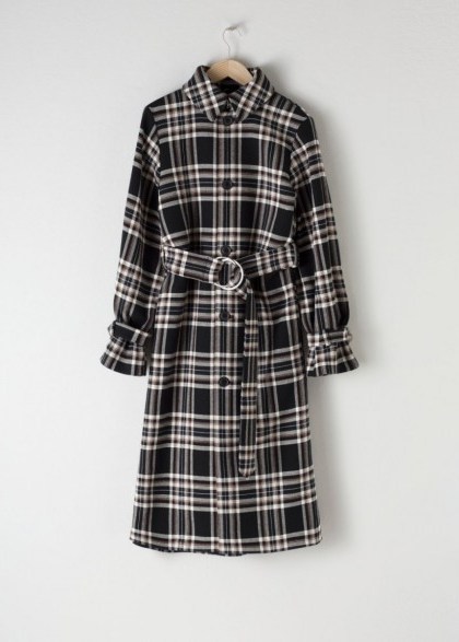& other stories Belted Plaid Trench Coat | belted cuffs | checks coats - flipped