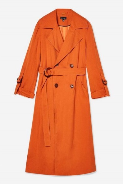 Topshop Belted Trench Coat in Rust - flipped