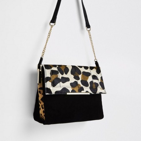 River Island Black leather leopard print under arm bag | animal print bags - flipped