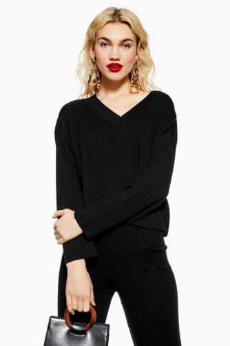 Topshop Black Ribbed Jumper and Trousers Set | winter co-ord fashion