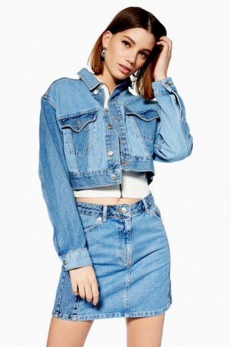Topshop Block Denim Jacket and Skirt Set | casual skirts and jackets - flipped
