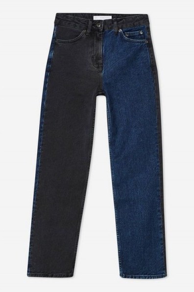 Topshop Blue Black Colour Block Jeans | multicoloured denim - flipped