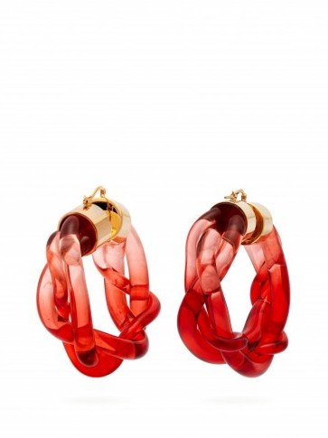 MARNI Braided-perspex hoop earrings in red ~ large ombre hoops - flipped