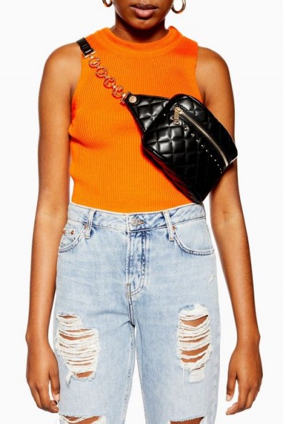 Topshop Britt Quilted Bumbag in Black | stylish fanny packs