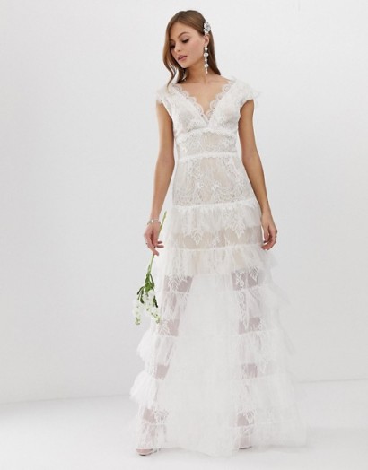 Bronx & Banco tiered bridal gown white – semi sheer wedding dresses