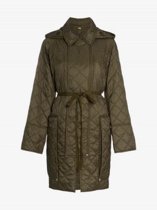 Burberry Quilted Hooded Oversized Pocket Coat in green ~ casual and stylish - flipped