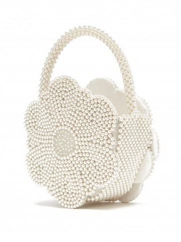 SHRIMPS Buttercup white faux pearl-embellished bag ~ small luxe handbag - flipped