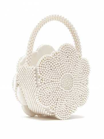 SHRIMPS Buttercup white faux pearl-embellished bag ~ small luxe handbag