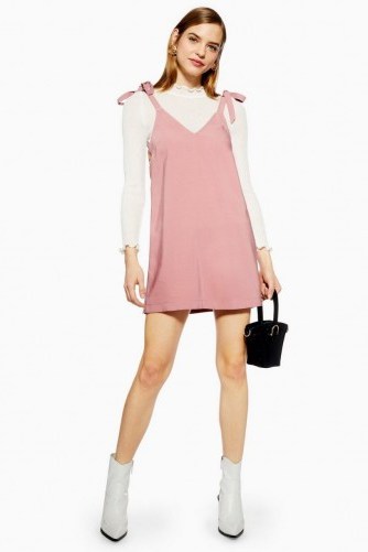 Topshop Button Mini Slip Dress in Pink | casual cami frock - flipped
