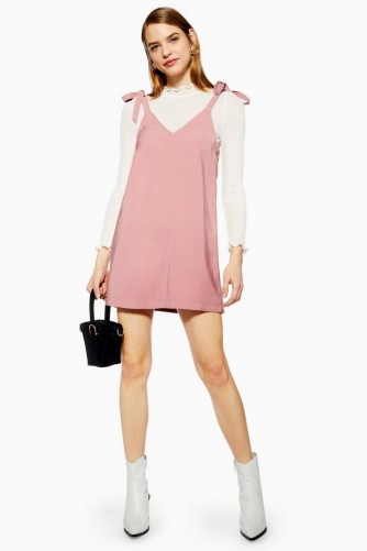 Topshop Button Mini Slip Dress in Pink | casual cami frock