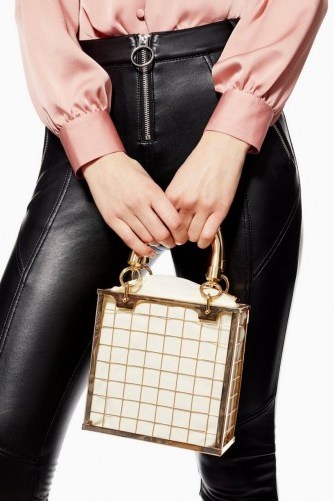 Topshop Cady Cage Mini Tote Bag in Gold | small top handle bags - flipped