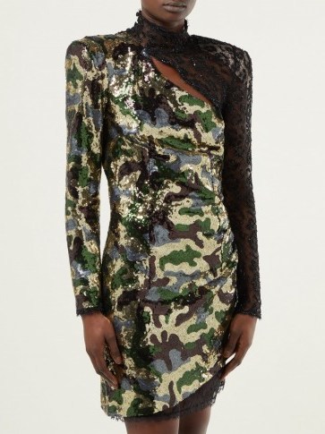 DUNDAS Camouflage and leopard-lace sequinned mini dress ~ event glamour - flipped