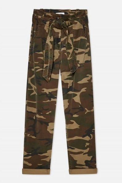 TOPSHOP Camouflage Paperbag Trousers in Khaki / camo prints - flipped