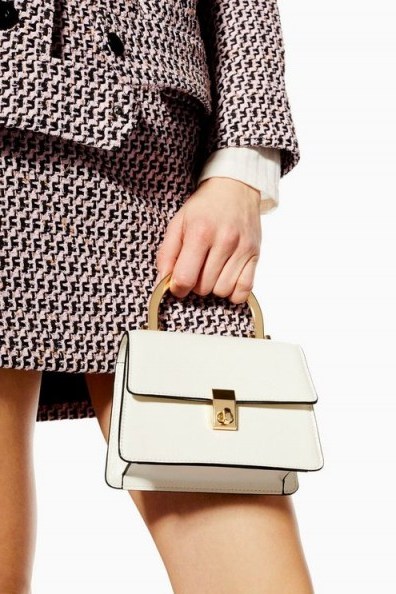 Topshop Champagne Cross Body Bag in Cream | small retro bags - flipped