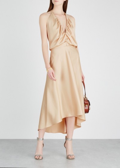 CHLOÉ Almond halterneck satin dress – luxe designer dresses – feminine style luxury fashion