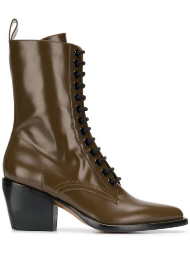 CHLOÉ 60 brown-leather lace-up boots | prairie style footwear