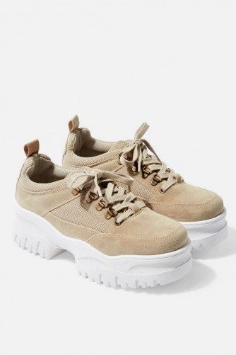TOPSHOP CHOMP Chunky Trainers Natural – thick sole sneakers - flipped