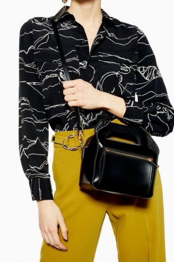 Topshop Chrissy Boxy Cross Body Bag in Black | square top handle bags - flipped