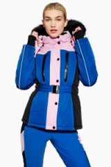 Topshop SNO Colour Block Fitted Jacket in Blue | ski jackets | stylish winter sports fashion