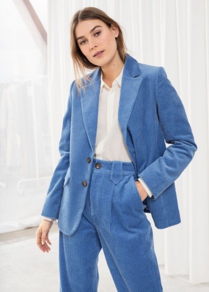 & other stories corduroy blazer in blue – cord jackets - flipped