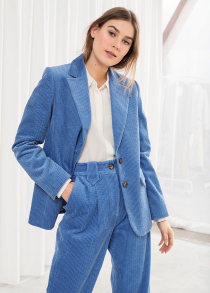& other stories corduroy blazer in blue – cord jackets