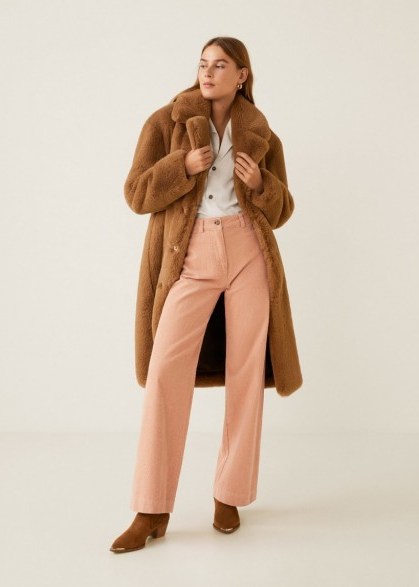 MANGO Corduroy straight trousers in pastel pink – pretty cords - flipped