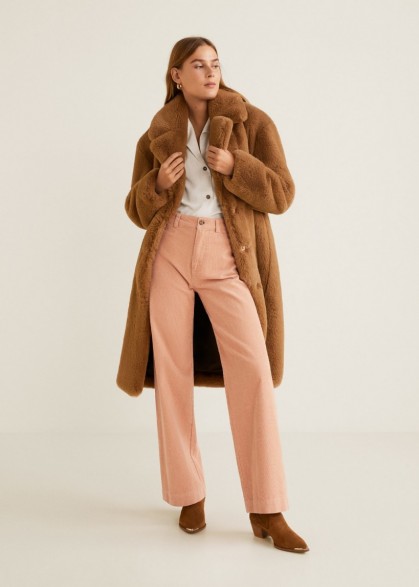 MANGO Corduroy straight trousers in pastel pink – pretty cords