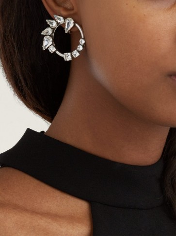 SAINT LAURENT Crystal-embellished hoop-drop earrings ~ statement event jewellery