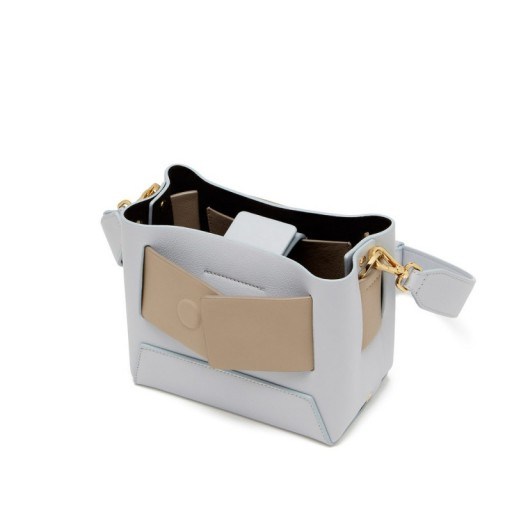 Yuzefi DINKY LEATHER CROSSBODY BAG in Azure / Kaky | small contemporary handbag - flipped