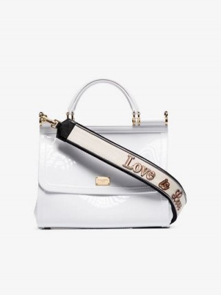 Dolce & Gabbana White Sicily Love Is Love Strap Shoulder Bag | high shine handbags