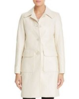 Elie Tahari Sampson Faux-Patent-Leather Coat in Biscotti ~ chic and understated vintage style coats