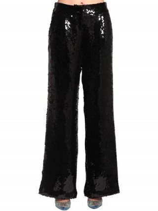 FILLES A PAPA SEQUINED WIDE LEG PANTS in BLACK – glitzy evening trousers
