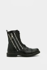 NASTY GAL Flat Stud Metal Trim Band Hiker Boot in black ~ studded combat boots
