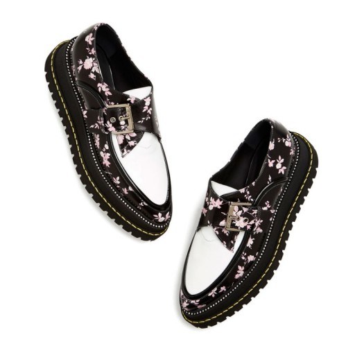 No. 21 FLORAL CREEPERS in Black / Pink / White - flipped