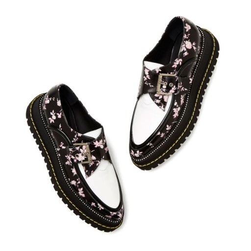 No. 21 FLORAL CREEPERS in Black / Pink / White