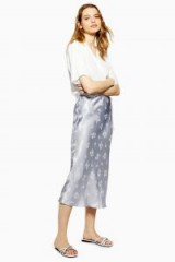Topshop Floral Jacquard Bias Midi Skirt in Pale-Blue