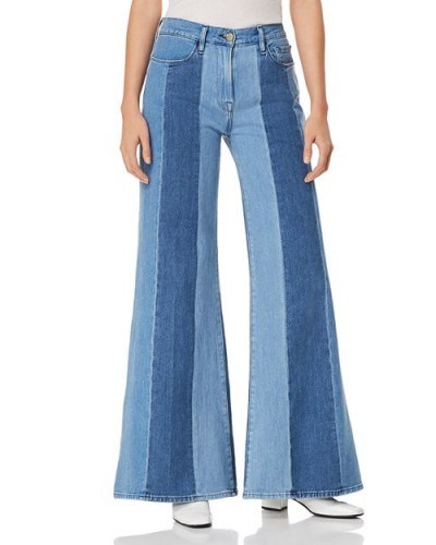 FRAME Le Palazzo Paneled Wide-Leg Jeans in Vineyard ~ vintage style denim - flipped