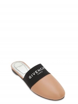 GIVENCHY 10MM BEDFORD LOGO LEATHER MULES in NUDE – effortless style flats