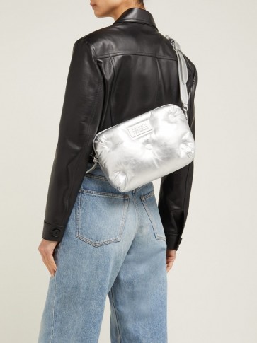 MAISON MARGIELA Glam Slam quilted silver metallic-leather cross-body bag ~ luxe bags