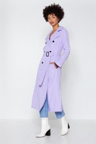 NASTY GAL Go a Long Way Trench Coat in lavender ~ longline belted coats