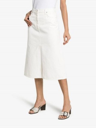 GOLDSIGN High-Waisted A-Line White Denim Skirt - flipped